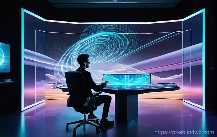 기술 스택의 최신 트렌드 분석 - **Prompt 1: The AI Co-Pilot of Innovation**
    "A sleek, futuristic digital artist's studio, bathed...